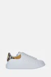 Alexander Mcqueen White Oversize Sneakers With Snake Print On The Heel In Leather Man