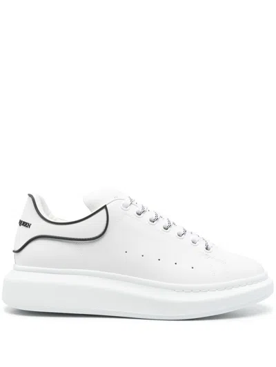 Alexander Mcqueen Chunky Leather Sneakers Featuring Perforated Profiles In White