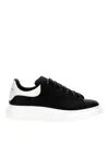 Alexander Mcqueen Black Low Top Sneakers With Logo Lettering On The Tongue In Leather Man In Black