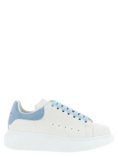 Alexander Mcqueen Oversize Sneakers In White And Light Blue Calf Leather In Multi