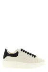 Alexander Mcqueen Ivory Leather Sneakers With Black Leather Heel In Neutral