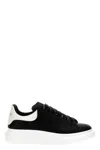 Alexander Mcqueen Black Leather Sneakers With Branded Heel Counter In Black