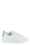 Alexander Mcqueen White Oversize Sneakers With Snake Print On The Heel In Leather Woman In Silver