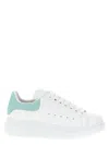 Alexander Mcqueen White Leather Sneakers With Sea Green Leather Heel In White