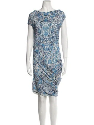 Pre-owned Alexander Mcqueen Late 2000's - Early 2010's Midi Length Dress In Blue