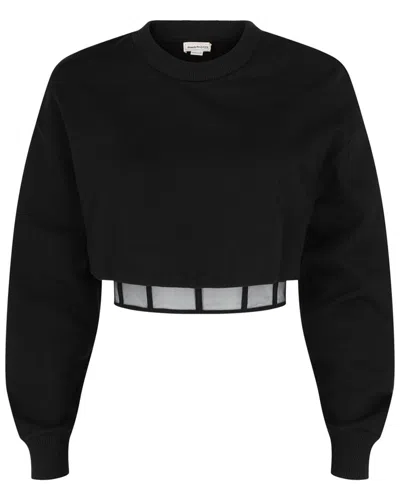 Alexander Mcqueen Layered Cropped Sweatshirt In Black