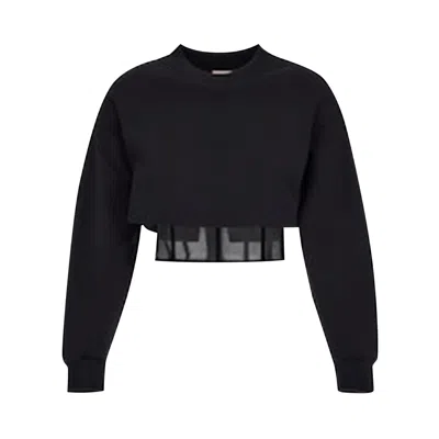 Pre-owned Alexander Mcqueen Layered Cropped Sweatshirt 'black' | Women's Size 42