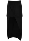 Alexander Mcqueen Layered-effect Wool Midi Skirt In Black