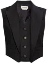 Alexander Mcqueen Paneled Pinstriped Wool Vest In Black