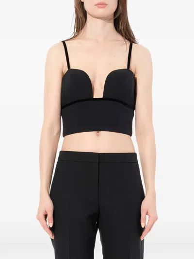 Alexander Mcqueen Leaf Crepe Top In Black