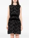 Alexander Mcqueen Leaf-patterned Mini Dress In Black