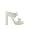 Alexander Mcqueen Leath S.leath Sandals - Leather - Ivory/silver In White