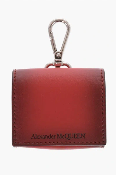 Alexander Mcqueen Leather Airpods Case In Brown