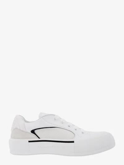 ALEXANDER MCQUEEN LEATHER AND CANVAS SNEAKERS