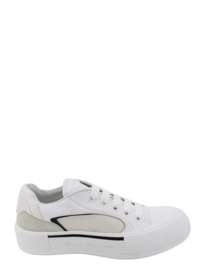 ALEXANDER MCQUEEN LEATHER AND CANVAS SNEAKERS