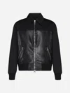 ALEXANDER MCQUEEN LEATHER AND FABRIC BOMBER JACKET