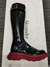 Alexander Mcqueen Leather And Knee Boots In Black