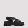Alexander Mcqueen Leather Platform Sandals In Black Silver