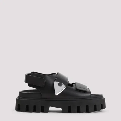 ALEXANDER MCQUEEN LEATHER AND RUBBER SANDALS