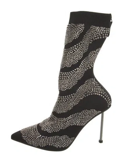 Pre-owned Alexander Mcqueen Leather Animal Print Sock Boots In Black