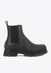 Alexander Mcqueen Leather Ankle Boots In Black