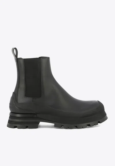 Alexander Mcqueen Leather Ankle Boots In Black