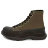 Alexander Mcqueen Leather Ankle Boots 'khaki Green'