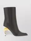 Alexander Mcqueen Leather Ankle Boots Metallic Heel Accent