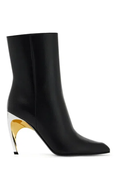 Alexander Mcqueen Black Leather Armadillo Ankle Boots