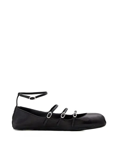 Alexander Mcqueen Leather Mary Jane Trio Ballerina Flats In Black