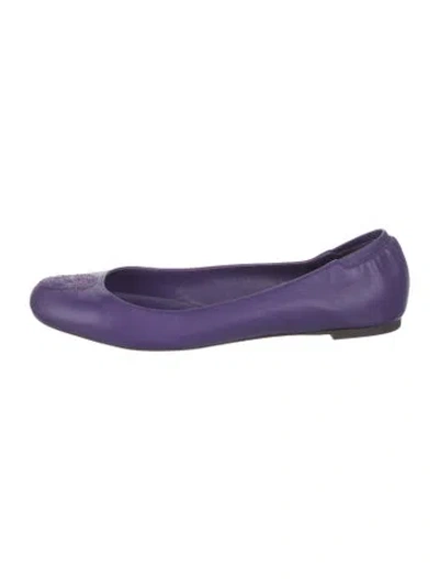 Pre-owned Alexander Mcqueen Leather Ballet Flats In Purple