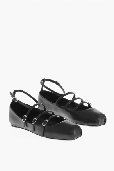 ALEXANDER MCQUEEN LEATHER BALLET FLATS WITH STRAPS