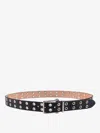 Alexander Mcqueen Twin Skull Leather Thin Belt In Black