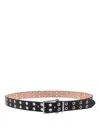 Alexander Mcqueen Twin Skull Leather Thin Belt In Black