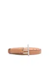Alexander Mcqueen Beige Leather Belt With Silver Buckle In Beige