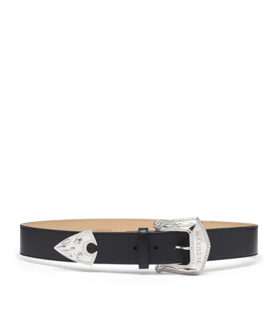 Alexander Mcqueen Leather Belt In Black