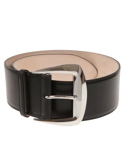Alexander Mcqueen Geometric Buckle Belt In Black