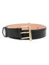 Alexander Mcqueen T-bar Hip Leather Belt In Schwarz