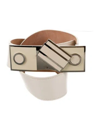Pre-owned Alexander Mcqueen Leather Belt In White