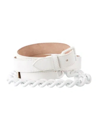 Pre-owned Alexander Mcqueen Leather Belt In White