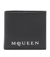 Alexander Mcqueen Bifold Wallet In Smooth Calf Leather With Logo Print In Black
