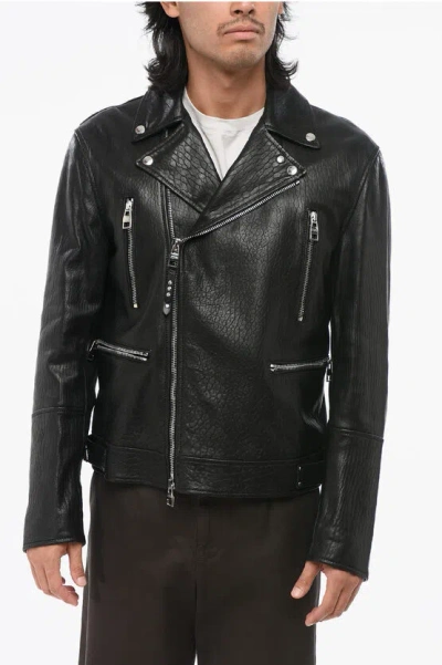 Alexander Mcqueen Leather Biker Jacket In Black