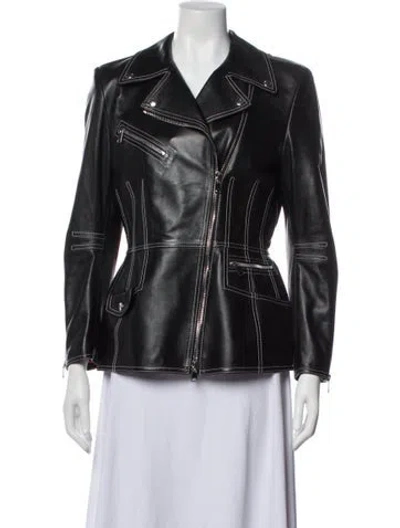 Pre-owned Alexander Mcqueen Leather Biker Jacket In Black