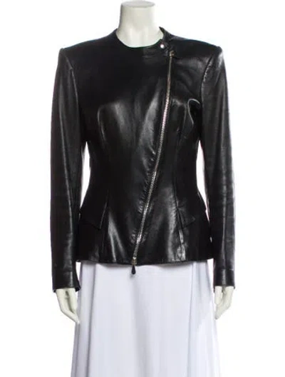 Pre-owned Alexander Mcqueen Leather Biker Jacket In Black
