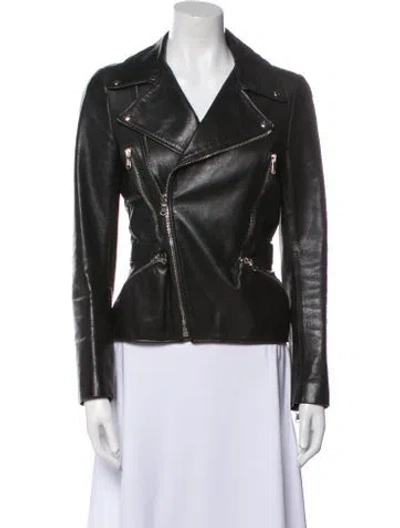 Pre-owned Alexander Mcqueen Leather Biker Jacket In Black