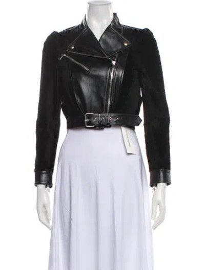 Pre-owned Alexander Mcqueen Leather Biker Jacket In Black