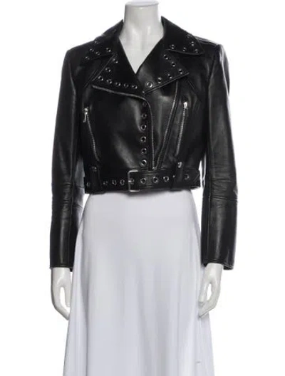Pre-owned Alexander Mcqueen Leather Biker Jacket In Black