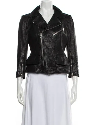 Pre-owned Alexander Mcqueen Leather Biker Jacket In Black