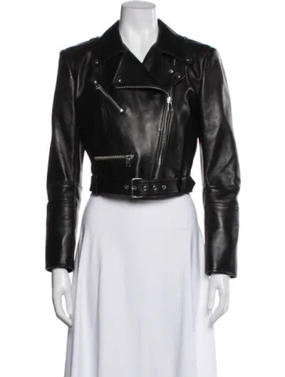 Pre-owned Alexander Mcqueen Leather Biker Jacket In Black
