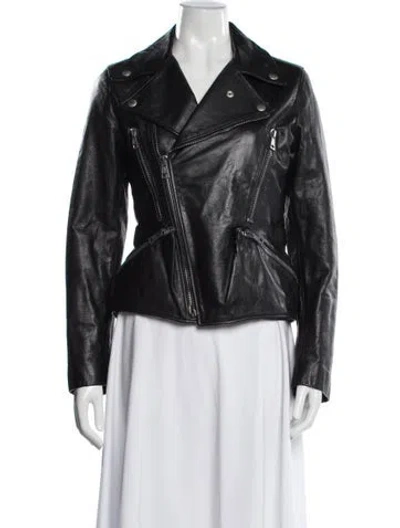 Pre-owned Alexander Mcqueen Leather Biker Jacket In Black